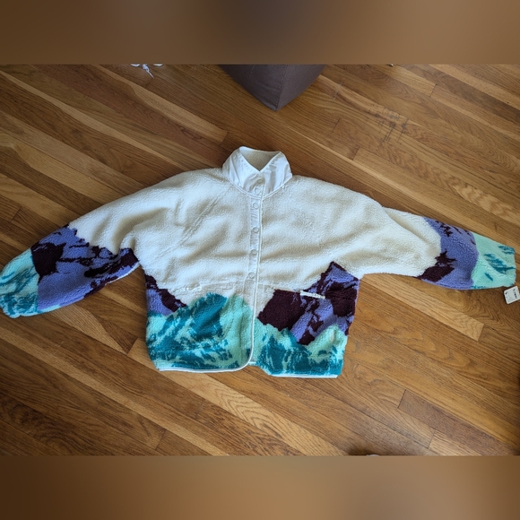 NWT Free People - Hit the Slopes - Sunrise Summit Ivory Combo - Sherpa Jacket - Picture 5 of 16